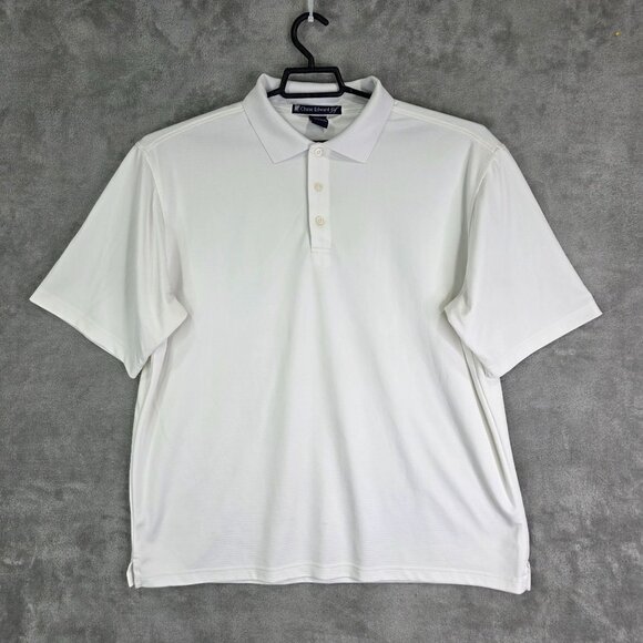 Mens White Chase Edwards Polo Shirt Short Sleeve Microfiber Polyester Size XL - Picture 2 of 7